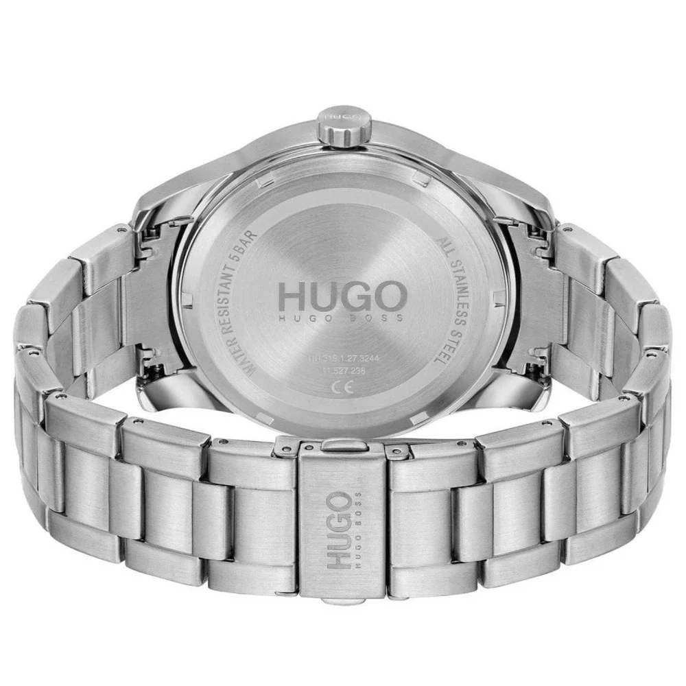 HUGO BOSS 1530191 BLUE DIAL SKELETON STAINLESS STEEL MULTIFUNCTION WATCH 44MM